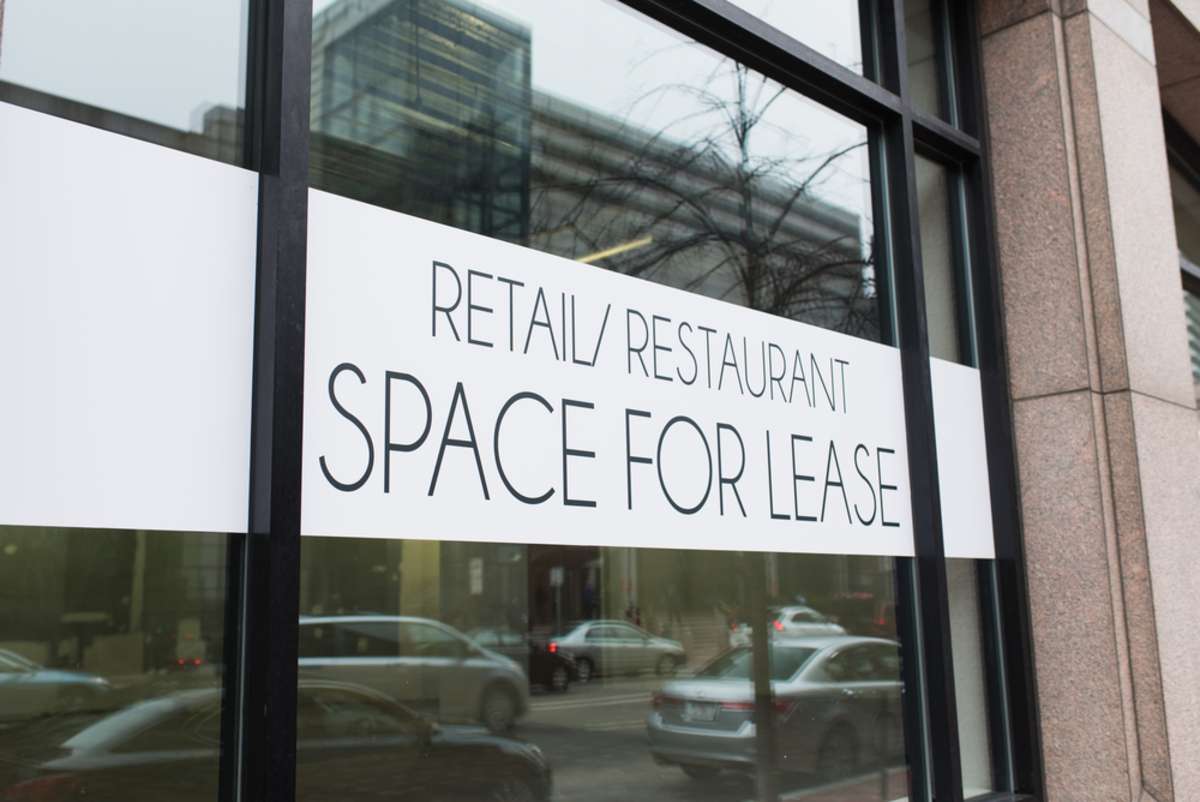 Retail Restaurant Space for Lease Sign in building