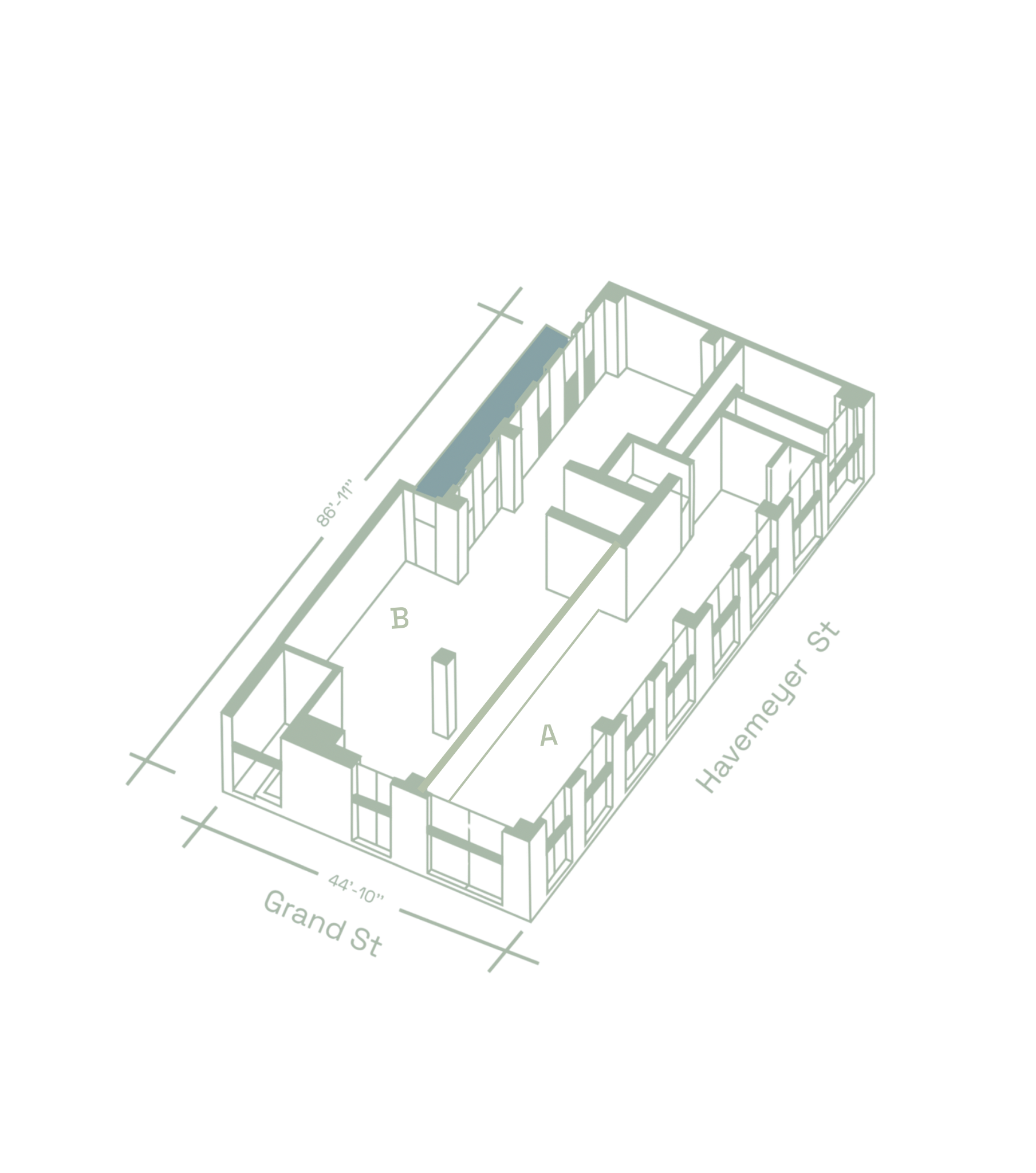 Space A: 1,172 SF | Space B: 2,268 SF
