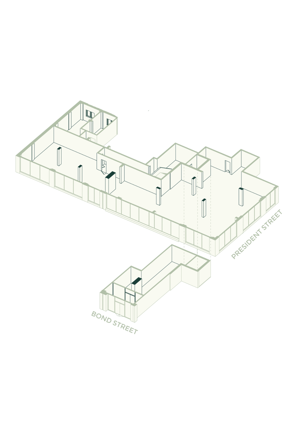 Ground Floor + Second Floor: </br>
Ground Floor: 772 SF </br>
Second Floor: 3,863 SF
